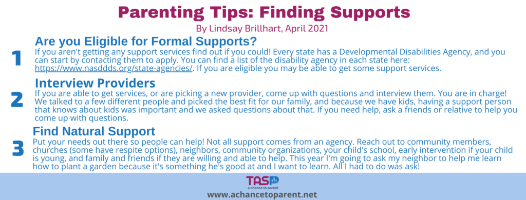Parenting Tips APRIL_ Finding Support - white horizontal graphic