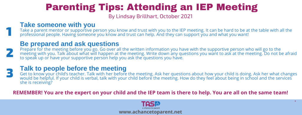 Parenting Tips OCT IEP Meeting