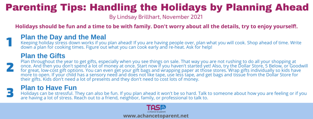 Parenting Tips NOV for website Handling the Holidays by Planning Ahead